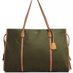 Tory Burch Olive Nylon Weekender Tote